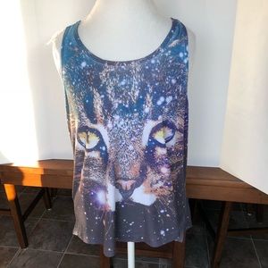 Forever 21 galaxy cat tank top
